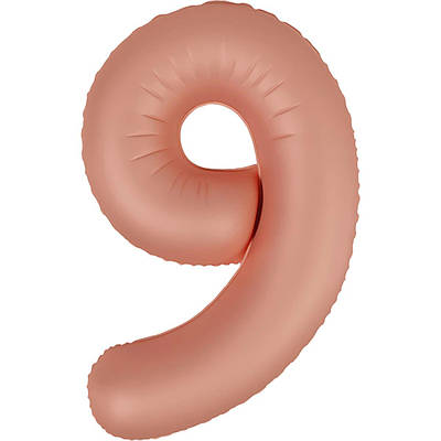 FlexMetal 40" Цифра Slim Димчасто рожева 9 Matte Vintage Rose Фольгована куля — В УП MrShar