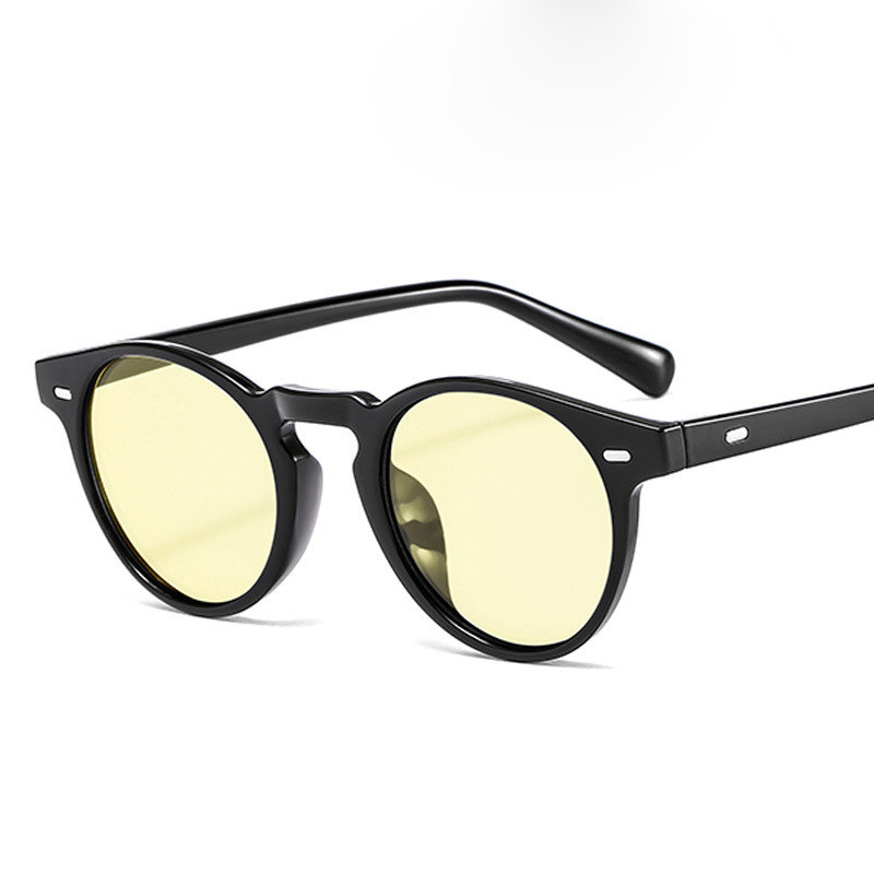 Окуляри круглі чорна оправа з жовтими лінзами, фото 1