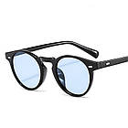 Окуляри круглі з чорною оправою та синіми лінзами