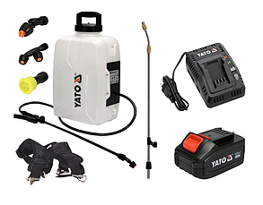 Акумуляторний обприскувач ранцевий 2в1 YATO YT-86211 (Об'єм 12 л, Акумулятор 4 А/год і Зарядний у комплекті)