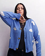 Кофта на гудзиках "Хмаринки" жіноча синя. One Size