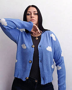Кофта на гудзиках "Хмаринки" жіноча синя. One Size