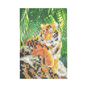 Алмазна мозаїка "Тигр у своєму владарюванні" Strateg YAB27430 без підрамника, не повна викладка 10х15 см, Toyman