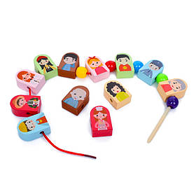 Дерев'яна іграшка шнурівка "Професії" Limo Toy MD 0811-1, 12 намистинок, Toyman