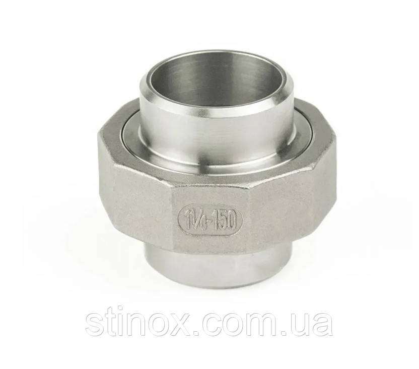 Американка нержавіюча  1 1/2 " (Ду40) зварка-зварка , муфта американка з нержавіючої сталі AISI 304 під прокладку