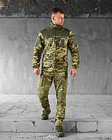 Тактичний костюм на флісі Мультикам /Multicam кофта і штани зі вставками з плащової тканини