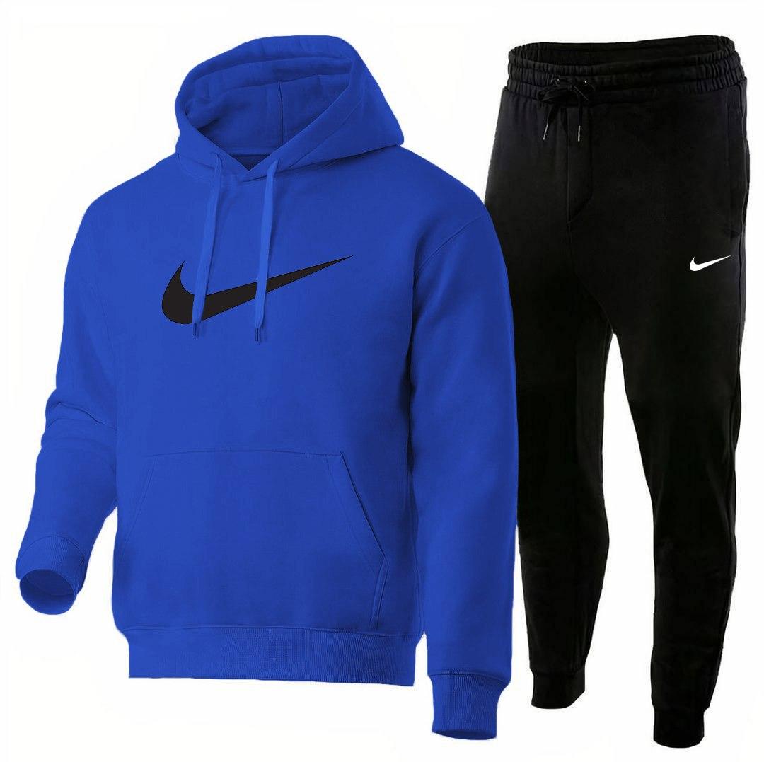 Спортивний костюм Nike чоловічий весняний осінній кофта і штани з капюшоном найк синій-чорний