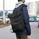 Рюкзак ROLLTOP Neptun міський чорний тканинний на 18 -23 літрів РОЛ ТОП, фото 4