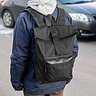 Рюкзак ROLLTOP Neptun міський чорний тканинний на 18 -23 літрів РОЛ ТОП, фото 3