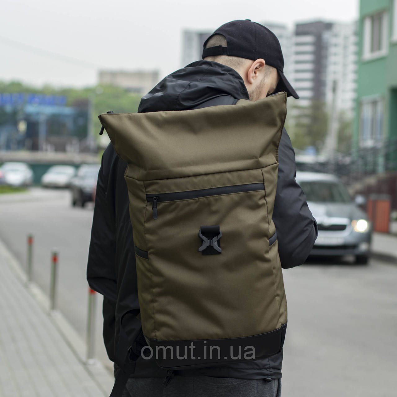 Міський рюкзак Рол топ Proof хакі з відділення під ноутбук Roll Top на 20-24 л., фото 1