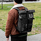 Міський рюкзак Roll top Rytm із еко шкіри чорний з відділенням для ноутбука на 20-25 л ролтоп, фото 3