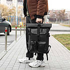 Міський рюкзак Roll top Rytm із еко шкіри чорний з відділенням для ноутбука на 20-25 л ролтоп, фото 8