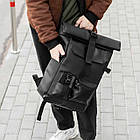 Міський рюкзак Roll top Rytm із еко шкіри чорний з відділенням для ноутбука на 20-25 л ролтоп, фото 5