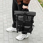 Міський рюкзак Roll top Rytm із еко шкіри чорний з відділенням для ноутбука на 20-25 л ролтоп, фото 4