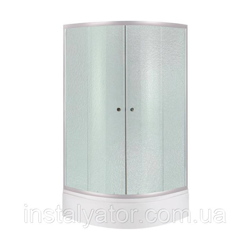 Душова кабіна Latwa SC80x80.SAT.MID.FR полукругла, скло Frost 4 мм + Душовий піддон KAPIELKA ST80x80x26, з