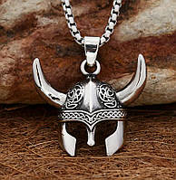 Мужской кулон подвеска в скандинавском стиле "Маска викингов" на цепочке 3.5*3.2 см.