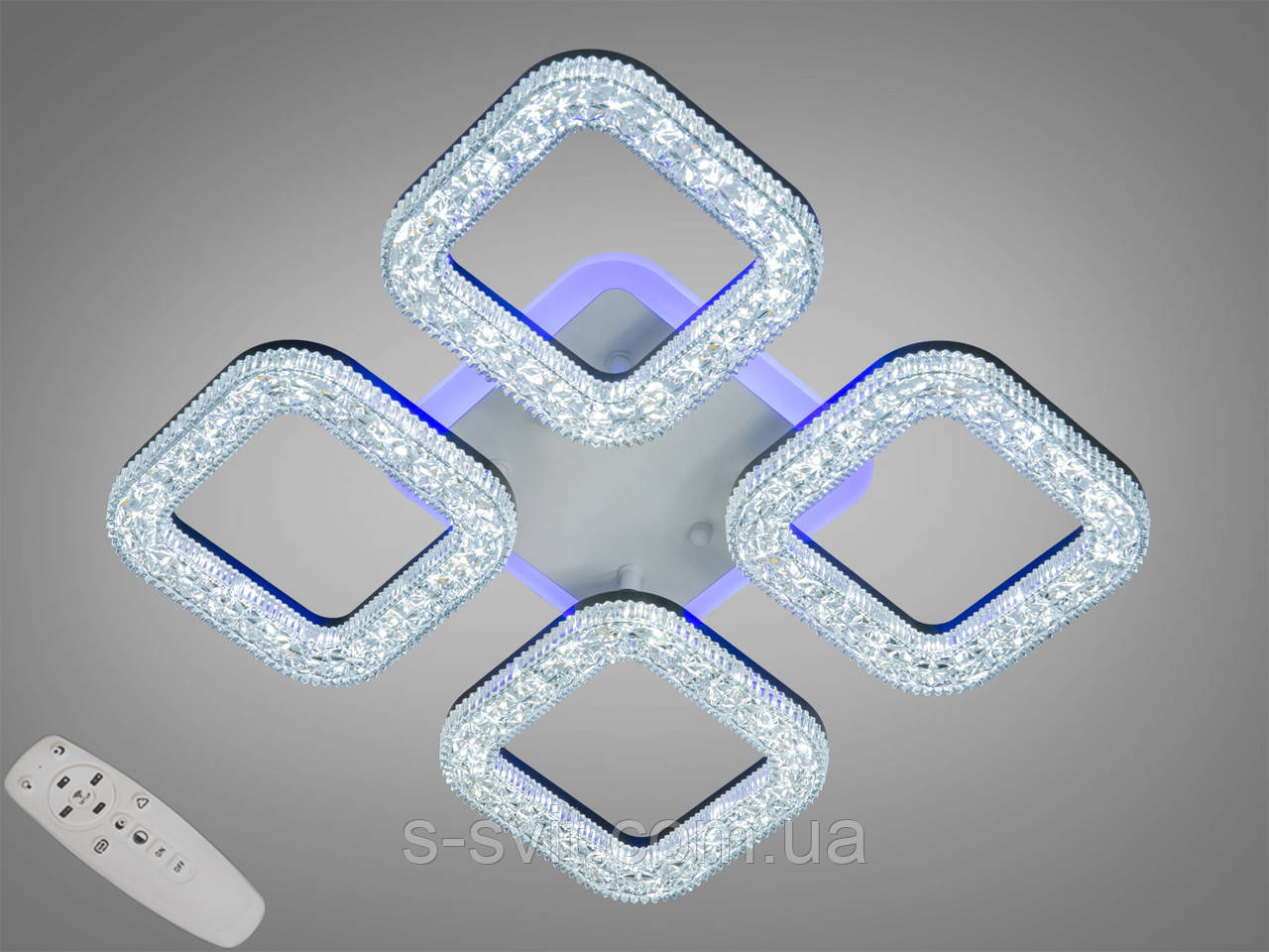 Пристельова світлодіодна чорна люстра з пультом, підсвіткою, 50W, фото 1