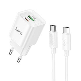 Мережевий зарядний пристрій HOCO C147A Charm PD20W+QC3.0 charger set (C to C)(EU) White ly