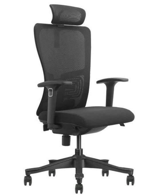 Крісло офісне Seton-пластик механізм Synchro спинка сітка чорна (Intarsio ТМ)