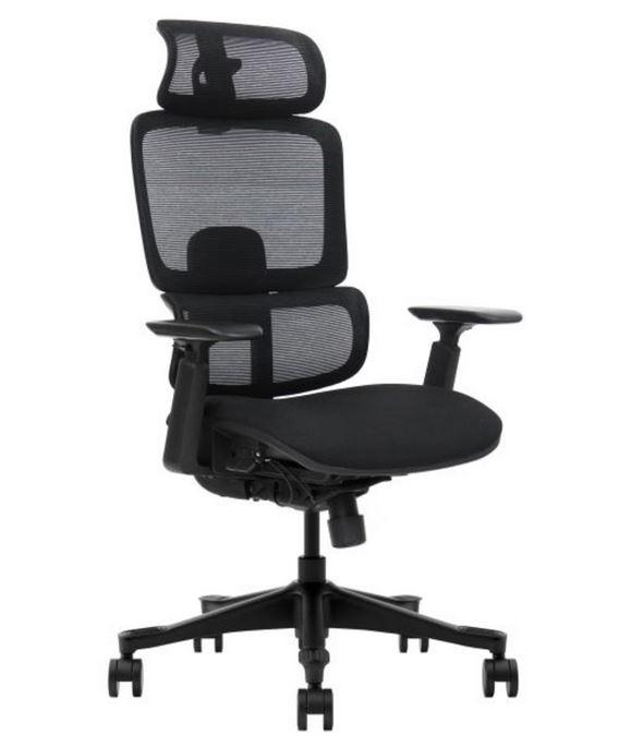 Крісло офісне Walter пластик-модуль Tilt спинка сітка чорна, сидіння тканина чорна (Intarsio ТМ)