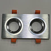 Сірий точковий врізний подвійний металевий світильник (47-1235-2 SS)