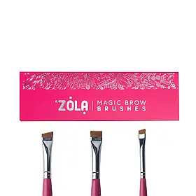 Набір пензлів для фарбування брів ZOLA Magic Brow Brush, малиновий