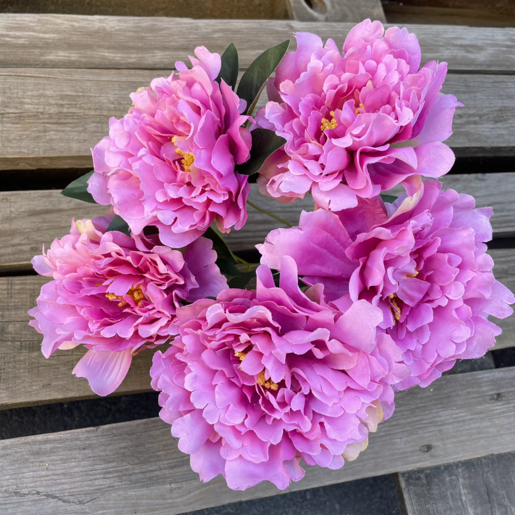 Штучні квіти букет півоній 40 см ліловий, фото 1