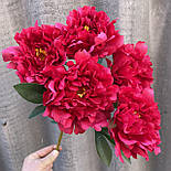 Штучні квіти букет півоній 40 см малиновий, фото 2