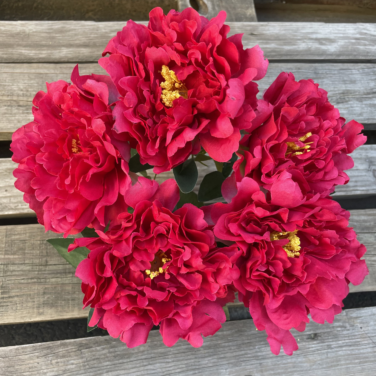 Штучні квіти букет півоній 40 см малиновий, фото 1