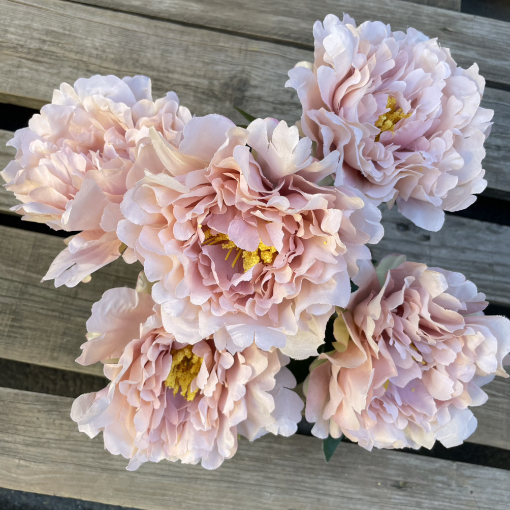 Штучні квіти букет півоній 40 см пудровий світлий, фото 1