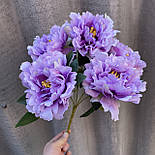 Штучні квіти букет півоній 40 см бузковий, фото 2