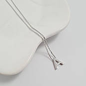 Кольє срібне ланцюжок з підвіскою літерою А без каменів