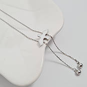 Кольє срібне ланцюжок з підвіскою у вигляді птаха та білою емаллю регульоване