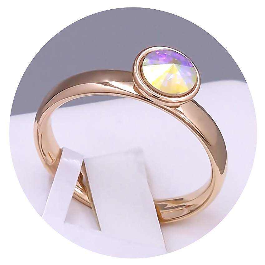 Каблучка XР. Позолота 18К. Камені: Swarovski бензинового кольору. Є: 16р 18р роз'єм
