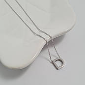 Кольє срібне ланцюжок з підвіскою літерою D без каменів