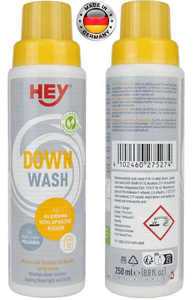 Засіб для прання пухових речей Hey-Sport Daunen Wash | 250 мл | Ефективне очищення, відновлення, збереження теплоізоляції, фото 1