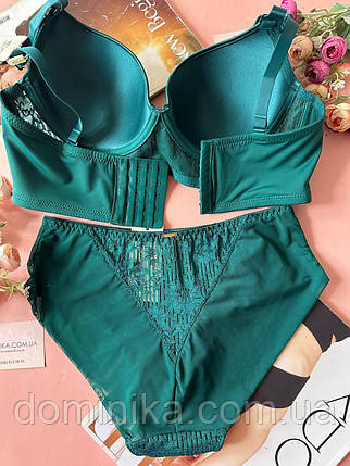 90D Мереживна жіноча білизна на чашку D комплект смарагдовий, фото 2