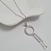 Кольє срібне ланцюжок з круглою підвіскою та ланцюжками