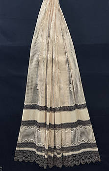 Коротка тюль сітка на метраж, кавового кольору з шоколадною вишивкою, висота 1,5 м (132-6)