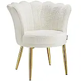 Зручне крісло зі штучного хутра Stella, кремовий/золотий колір, фото 2