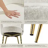 Зручне крісло зі штучного хутра Stella, кремовий/золотий колір, фото 4