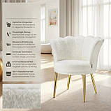 Зручне крісло зі штучного хутра Stella, кремовий/золотий колір, фото 5