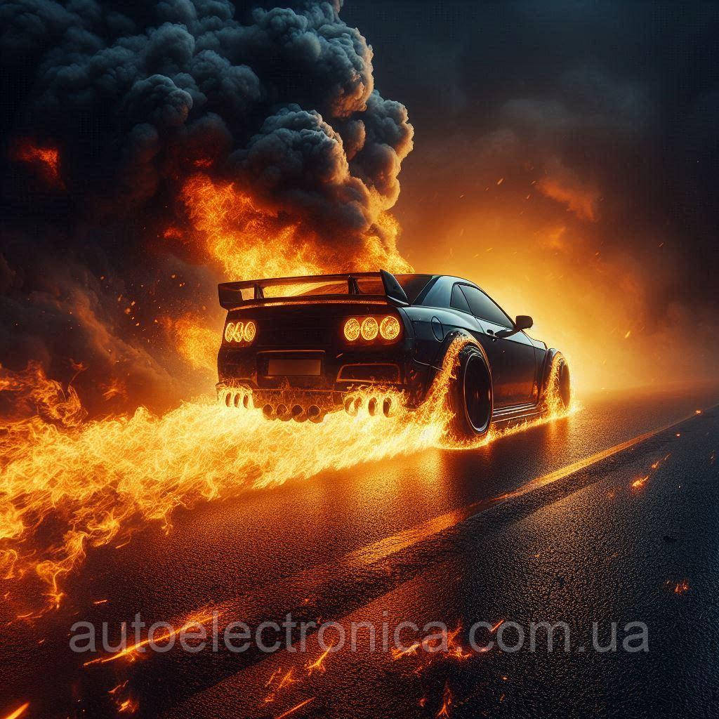 Картина на полотні "A Car on a Burning Road" | CBR 7.6, фото 1