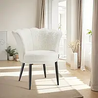 Хутряне крісло у вітальню Stella, кремовий/чорний колір