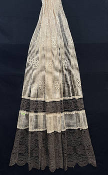 Коротка тюль сітка на метраж, кавового кольору з шоколадною вишивкою, висота 1,5 м (131-6)