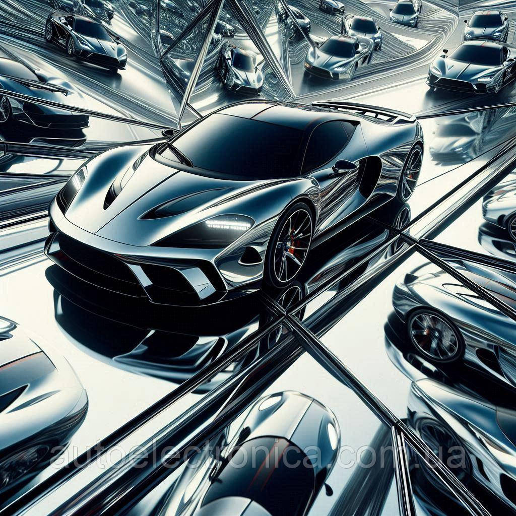 Картина на полотні "A Luxury Sports Car Races Through a Mirrored World" | CMW 7.5