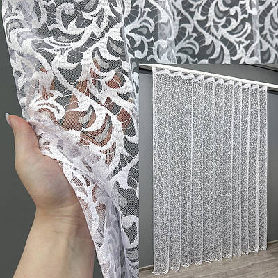 Готова тюль (3х2,7м.) Гіпюр. Колір білий. Код 1586т 42-0546