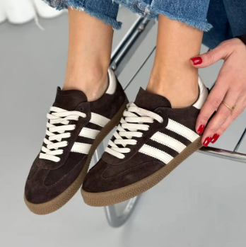 Кеди жіночі замшеві шоколадні модні якісні кеди кросівки жіночі повсякденні 36, 23-23.5, фото 1