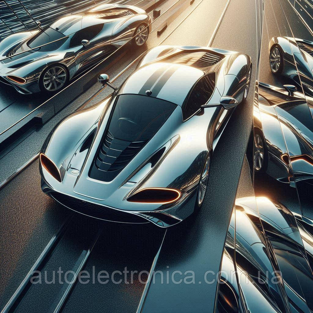 Картина на полотні "A Luxury Sports Car Races Through a Mirrored World" | CMW 7.6