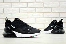Чоловічі та жіночі кросівки Nike Air Max 270 Black White Взуття Найк Аир 270 чорні текстиль сітка демісезон, фото 6